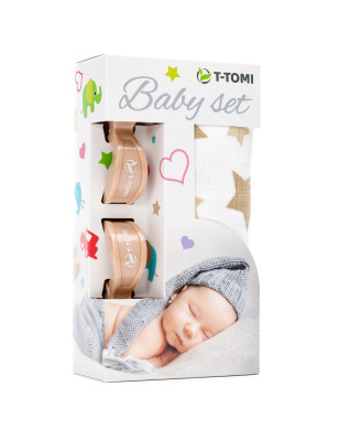 T-TOMI BABY SET - Beige stars