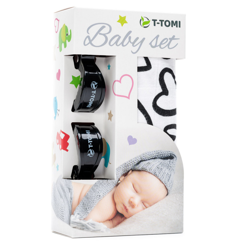 T-TOMI BABY SET - Black hearts