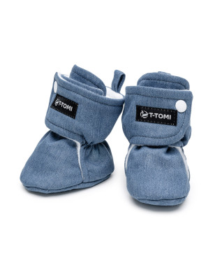T-TOMI Capáčky Washed DENIM (6-9 měsíců) 