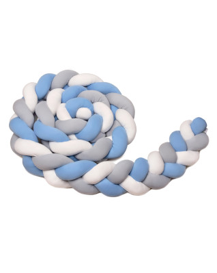 T-TOMI Pletený mantinel 180 cm White + Grey + Blue