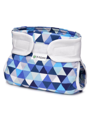 T-TOMI Ortopedické abdukční kalhotky - suchý zip Blue triangles (do 3kg)
