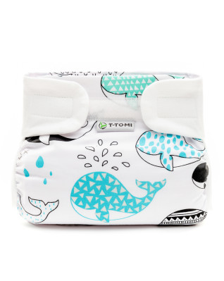 T-TOMI Ortopedické abdukční kalhotky - suchý zip Whales (3-6kg)