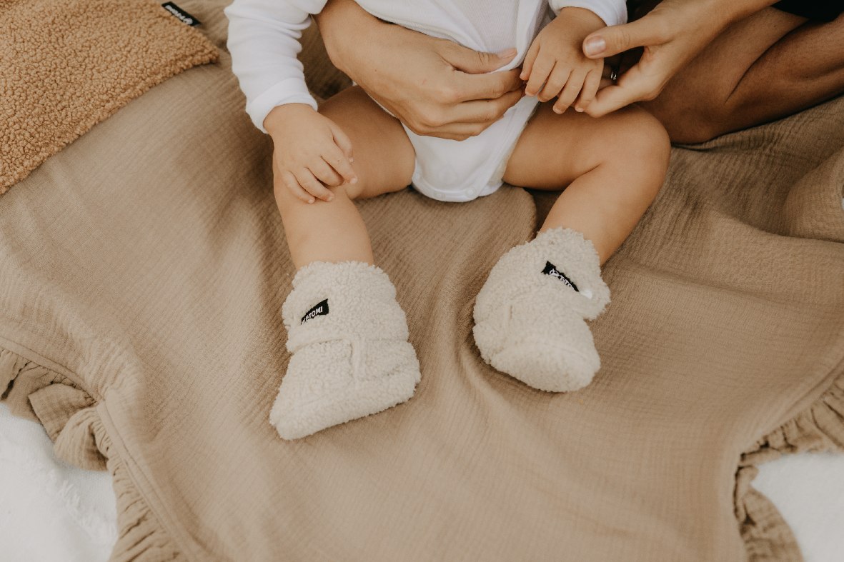 T-TOMI Capáčky TEDDY Cream (6-9 měsíců) WARM